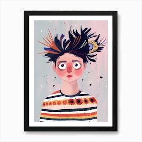 Girl With Feathers 5 Art Print