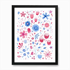 Watercolor Wild Flowers Art Print