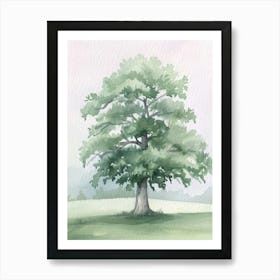 Oak Tree Atmospheric Watercolour Painting 9 Art Print