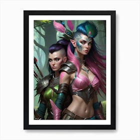 Female warrior couple Art Print