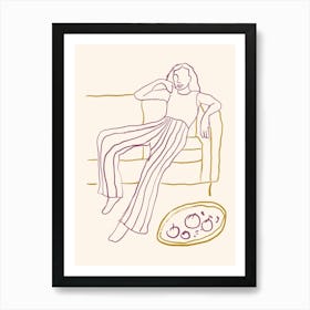 Woman Relaxes On A Couch Art Print