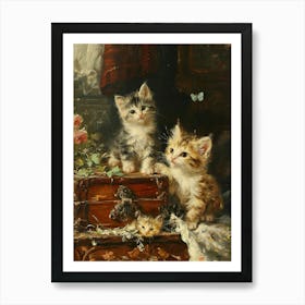 Rococo Inspired Painting Of Kittens 4 Art Print
