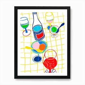 Ice cream and wine illustration Art Print