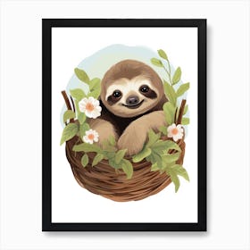 Baby Animal Illustration  Sloth 4 Art Print