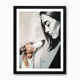 Girl And Her Dog Art Print