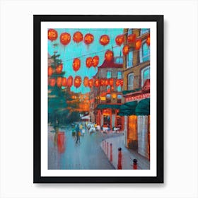 Crowded Streets Of Chinatown, London Art Print