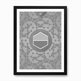 Geometric Glyph Sigil with Hex Array Pattern in Gray n.0055 Art Print