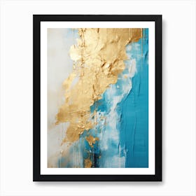 Gold And Blue Abstract Painting 4 Art Print