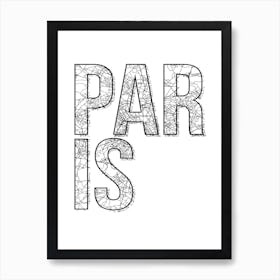 Paris Street Map Typography Art Print