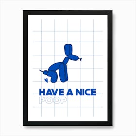 Funny Poop Poster for Bathroom Decor, Dog Pooping Wall Art, Restroom Wall Decor, Balloon Dog Print Art Print