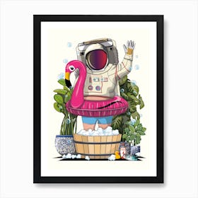 Astronaut In Foot Spa, in Bathroom Art Print