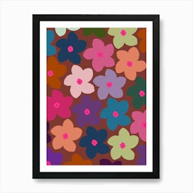 Vintage Retro Colorful Floral Art Print