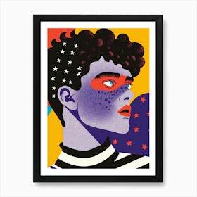 Girl With Stars On Her Face 1 Art Print