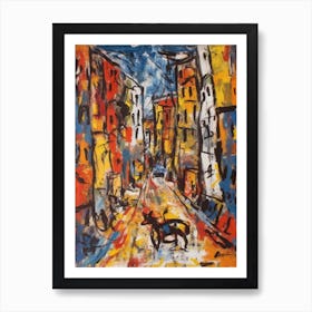 Painting Of A Istanbul With A Cat In The Style Of Abstract Expressionism, Pollock Style 1 Art Print