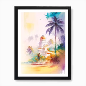 Goa India Palm Watercolour Pastel Tropical Destination Art Print