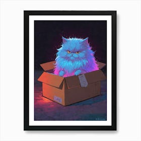 Blue Cat In A Box Art Print