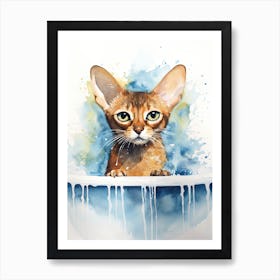 Abyssinian Cat In Bathtub Bathroom 1 Art Print