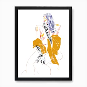 Girl With Gloves Art Print