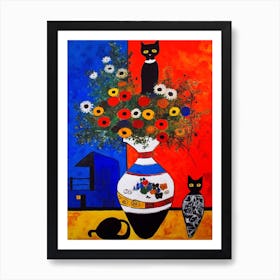 Statice With A Cat 4 Surreal Joan Miro Style  Art Print