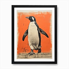 Penguin, Woodblock Animal Drawing 1 Art Print