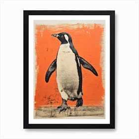 Penguin, Woodblock Animal Drawing 1 Poster