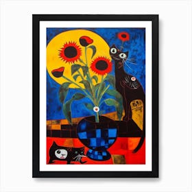 Iris With A Cat 2 Surreal Joan Miro Style  Art Print