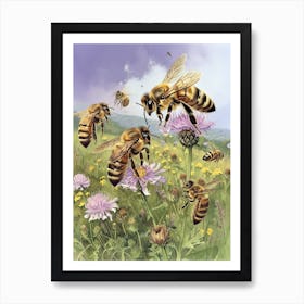 Africanized Honey Bee Storybook Illustration 16 Art Print