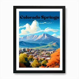 Colorado Springs Colorado United States Mountain Travel Illustration Art Print