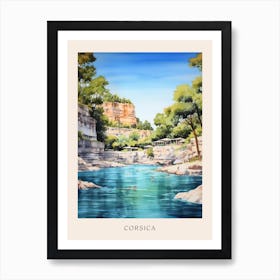 Swimming In Corsica France 2 Watercolour Poster Art Print