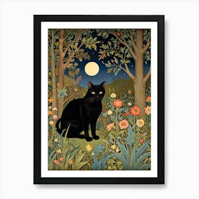 William Morris Black Cat In The Forest Art Print