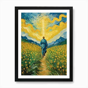 Man Walking Through A Field Art Print