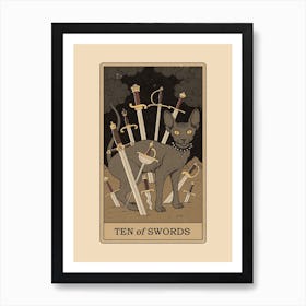 Ten Of Swords   Cats Tarot Art Print