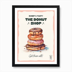 Stack Of Chocolate Donuts The Donut Shop 1 Art Print