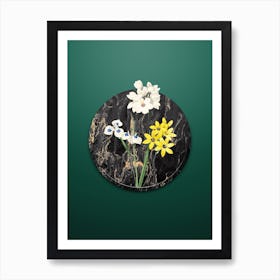 Vintage Corn Lily Botanical in Gilded Marble on Dark Spring Green n.0033 Art Print