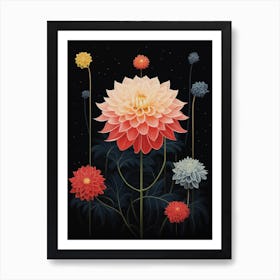 Dahlia 1 Hilma Af Klint Inspired Flower Illustration Art Print