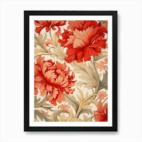 Wallpaper Pattern With Red Flowers Art Print