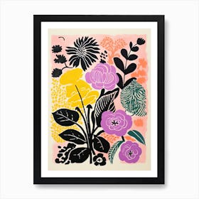 Colourful Flowers In A Vase In Risograph Style 14 Art Print