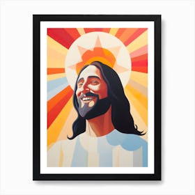 "Divine Radiance: Solace in Sunlit Savior" Art Print