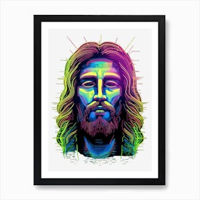 Neon retro Jesus Art Print