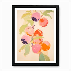 Colorful Plums. Acrylic Painting Kitchen Art Print