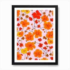 Nasturtium Floral Print Retro Pattern1 Flower Art Print