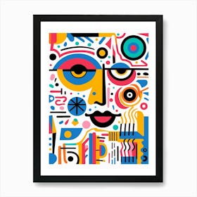 Geometric Pop Art Face 3 Art Print