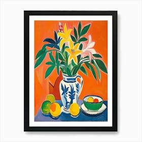 Lilies In A Vase Art Print