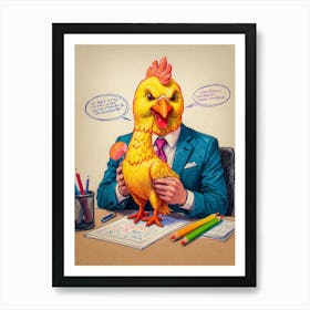 Chicken In A Suit 1 Art Print