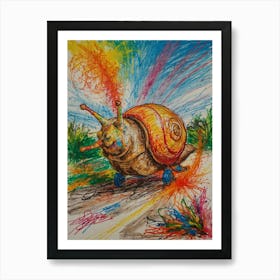 Snail On The Road 1 Art Print