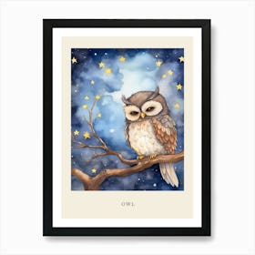 Baby Owl 1 Sleeping In The Clouds Nursery Poster Art Print