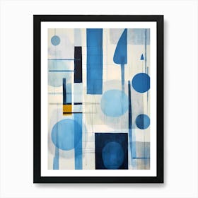 blue abstract geometric art Art Print