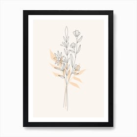 Line Drawing Of Flowers Art Print