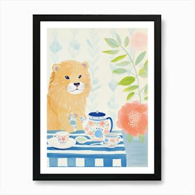 Animals Having Tea   Lion 2 Art Print