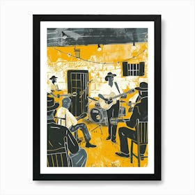 Duotone Illustration Live Music Scene Austin Texas  4 Art Print